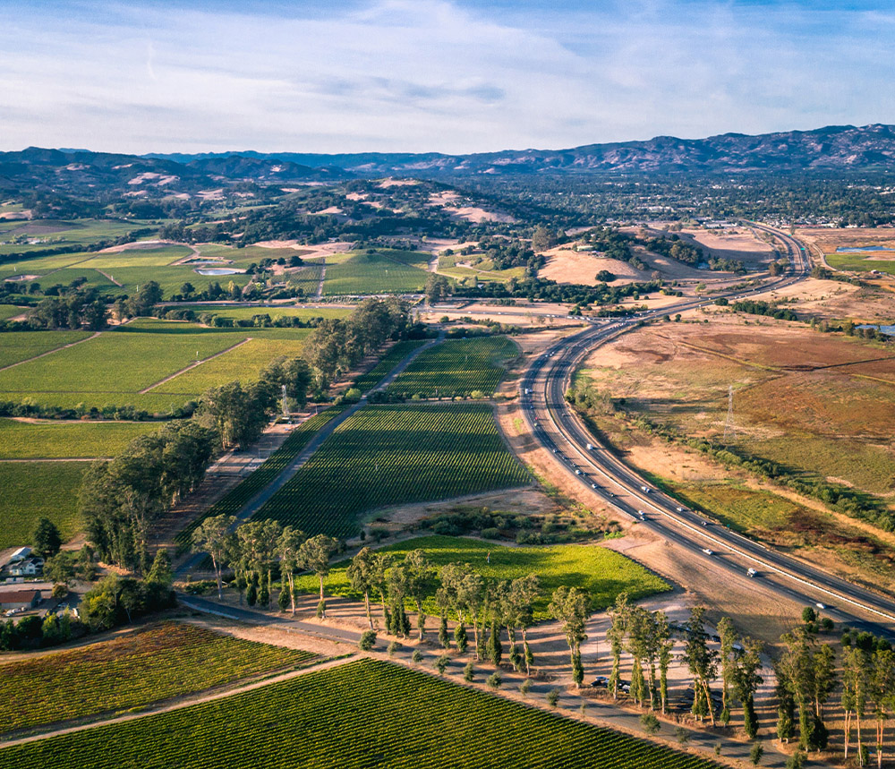Aerial view of Sonoma County